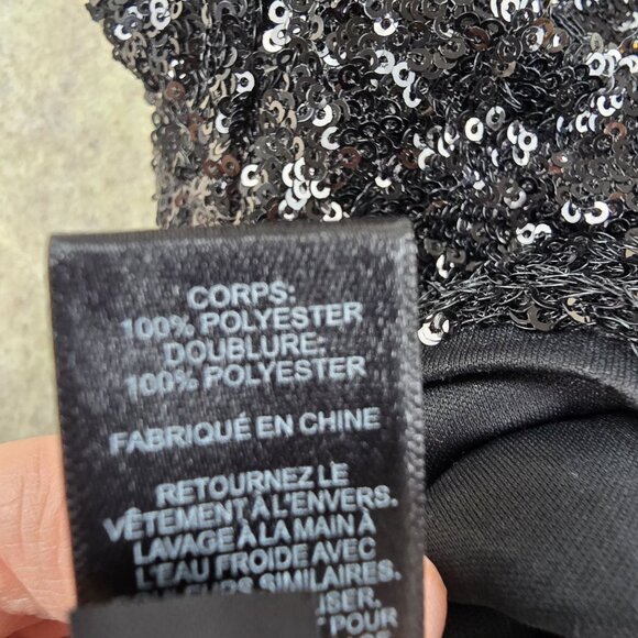 Express Womens Black Sequin Crop Top Short Sleeve Polyester Size S Party Wear - Picture 6 of 8